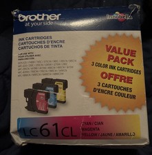 Brother LC61CL Ink Cartridges - CYAN MAGENTA YELLOW - Open Damaged Box