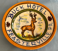 Ancienne rare assiette / plat Buck Hotel Feasterville Pa - programme
