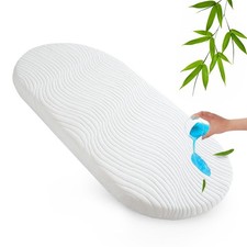 Baby Bassinet Mattress Pad 15" x 30" x 1.5", Waterproof Oval Moses Basket Mat...