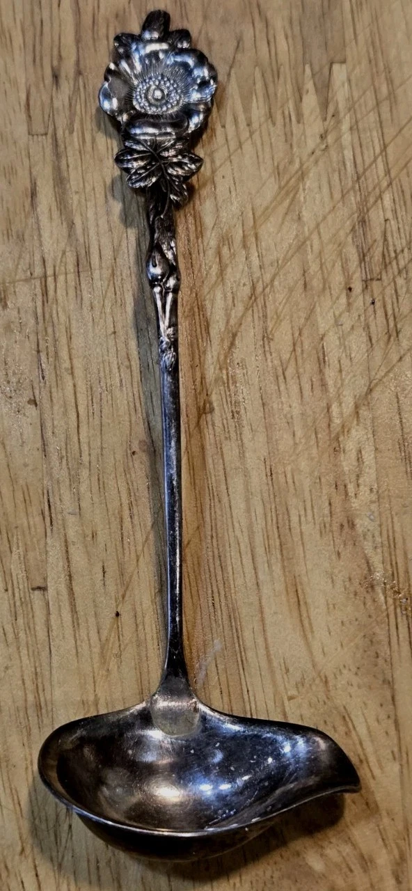 Vintage Small Silverplate Cream Ladle Reed & Barton Harlequin 1964 Wild Rose