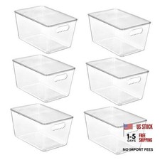 Pack of 6 Clear Stackable Storage Bins with Lids - Large 11"L x 7.5"W x 6"H