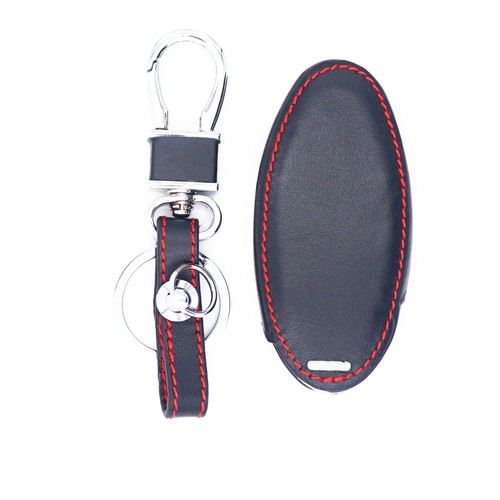 Black Leather For Nissan Infiniti 3 Buttons Remote Smart Key Chain Cover Case - Picture 3 of 5