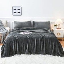 Faux Fur Sheets, Luxury Ultra Soft Fleece Bed Sheets Set, Twin Dark Gray