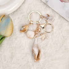 Unique Conch Starfish Keychain - Star Coastal Beach Vacation Ocean Series Charm