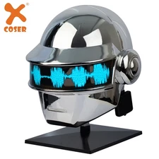 Daft Punk Helmet DJ Thomas Cosplay Masks Prop Resin Silver Plated with EL Light