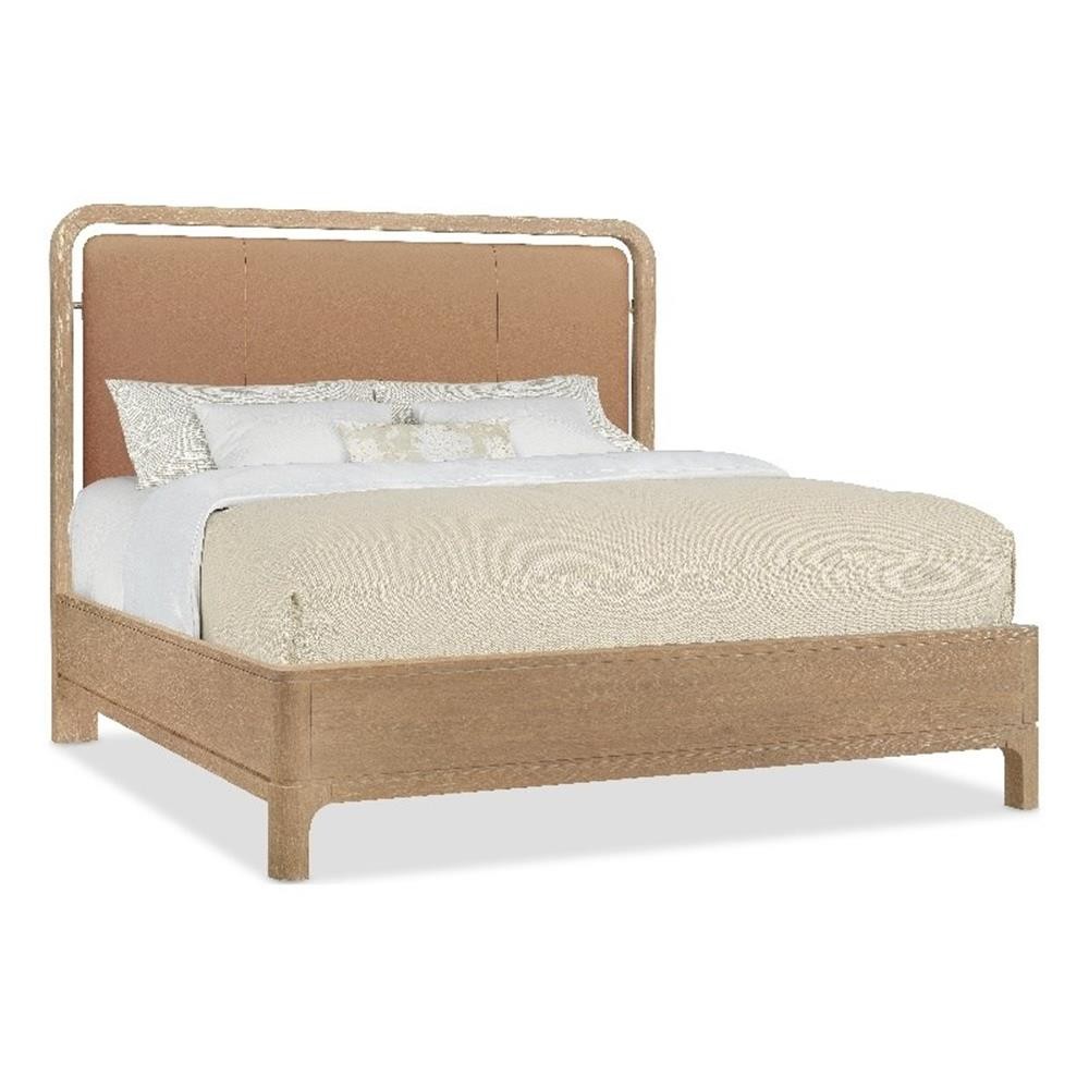 Beaumont Lane Contemporary Queen Panel Bed in Brown Leather 