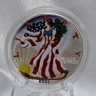 2001 American Silver Eagle Double Sided Colorized 1oz .999 Fine Silver [e1]