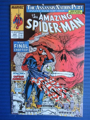 AMAZING SPIDER-MAN # 325 - (NM) -MCFARLANE-CAP AMERICA-RED SKULL-SILVER SABLE