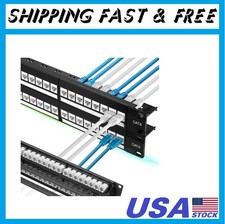 48 Port Cat6 Patch Panel with White Inline Keystone, 10G Support, Pass-Thru