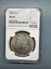 1884-O Morgan Silver Dollar $1 - NGC MS64