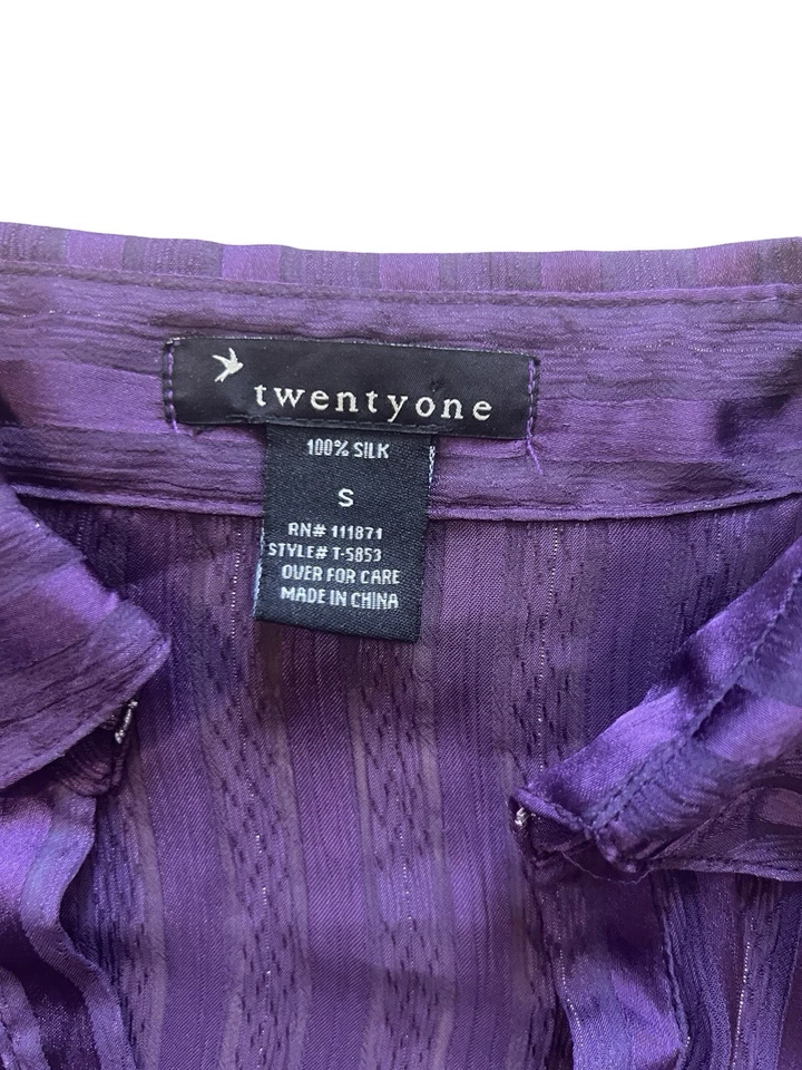 Top Twenty One púrpura 100 % seda manga corta - talla pequeña Foto 4 de 4