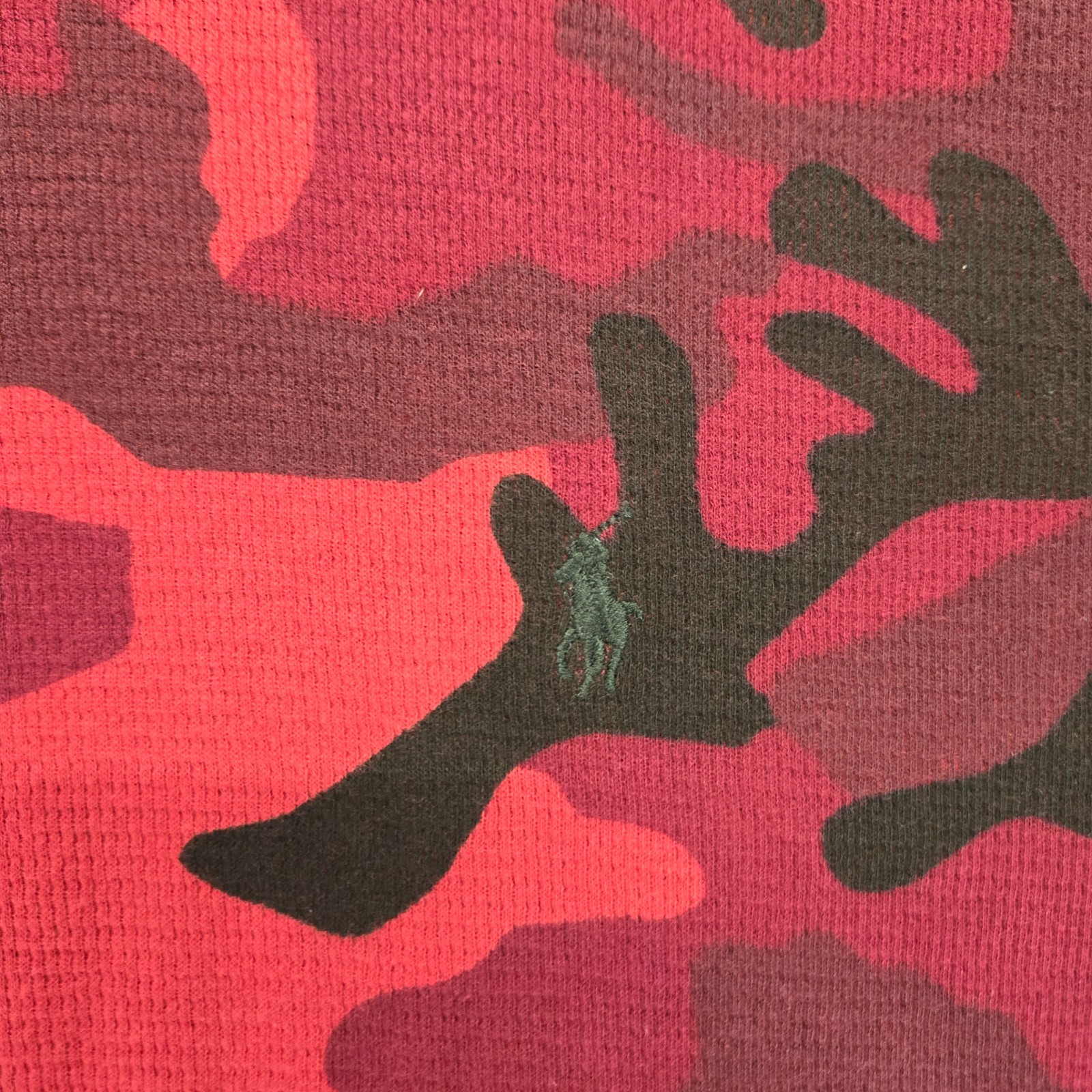 Polo Ralph Lauren camicia termica uomo L rossa mimetica manica lunga waffle pony nuova con etichetta