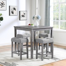 Dining Table, Bar Table and Chairs Set, 5 Piece Dining Table Set, Industrial Bre