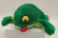 Vintage 1970s Fleegle Russ Green Frog Tongue Out Yellow Eyes Plush Stuffed
