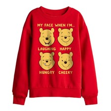 Image of Disney Winnie The Pooh Faces Kids Sweatshirt 5-8 Years, Red