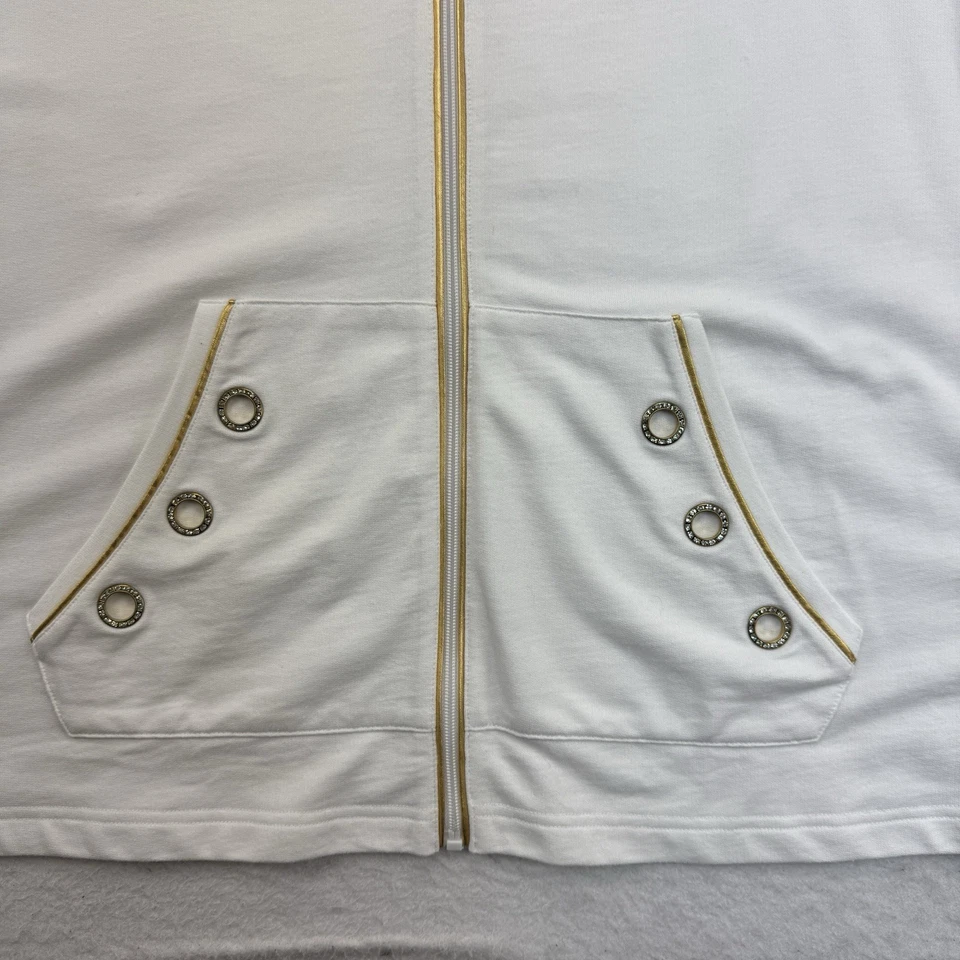 Quacker Factory Jacket Womens 3X White Gold Rhinestones Full Zip Long Sleeve - Image 4 of 4