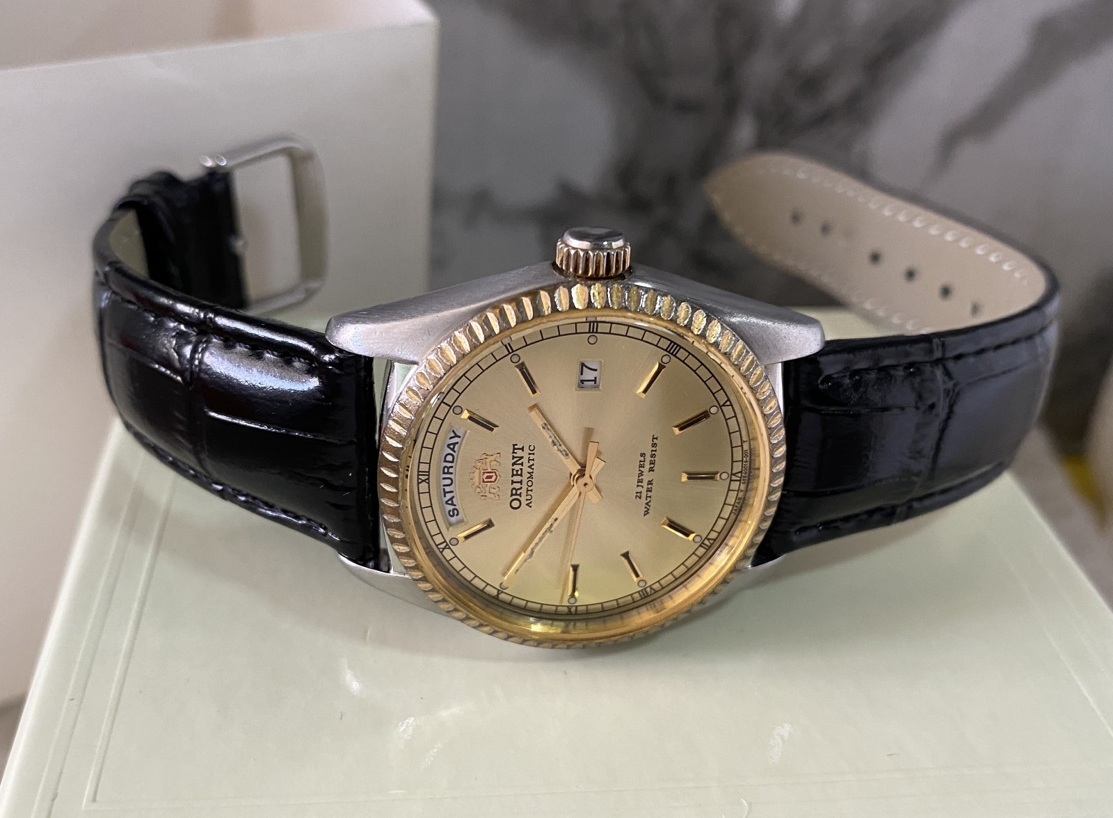 Orient President  Automatic Day-Date Gold Dial Stainless Steel Gents Watch image 5
