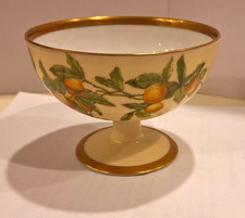T&V Limoges France Footed Sherbet Bowl Orange Pattern Greenleaf & Crosby