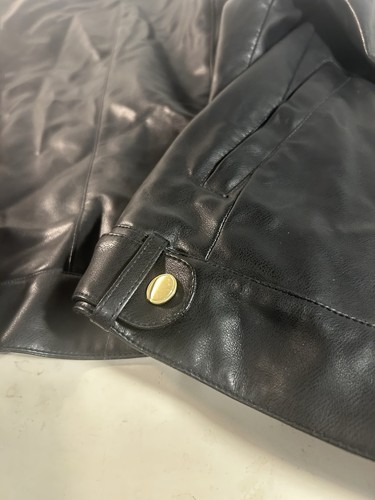 Cole Haan Women's Black Faux Leather Moto Jacket Size M - Zip Button - Picture 10 of 11