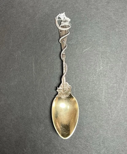 Rare 1890’s Sterling Silver with Gold Wash Bowl Salem Witch Spoon by Daniel Low