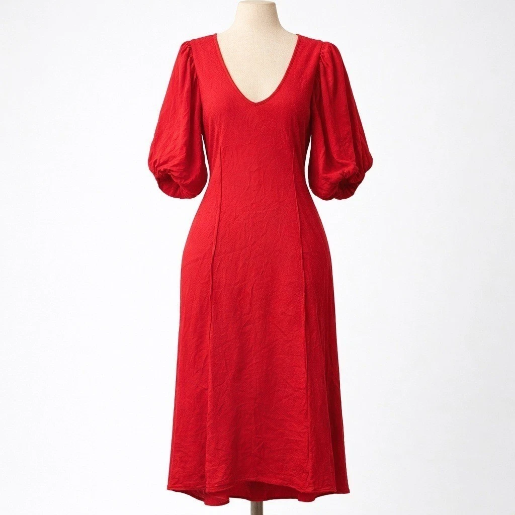 knee length dresses for ladies Dollie Linen Mini Dress Red main image 1