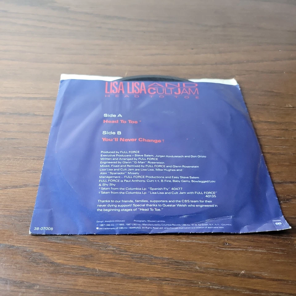 Lisa Lisa  Cult Jam * Head To Toe * single Vinyl Record 12. Foto 2 de 3