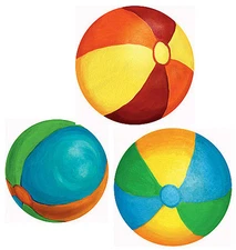 Beach Balls 7 Big Round Red Blue White Blow Up Ball Wall Murals Stickers Wallies