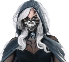 Skeleton Fabric Face Mask Skull Fancy Dress Up Halloween Adult Costume Accessory