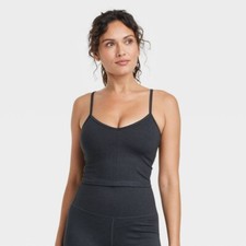 Women's Light Support Cozy Cami Sports Bra All in Motion  Heathered Black XS