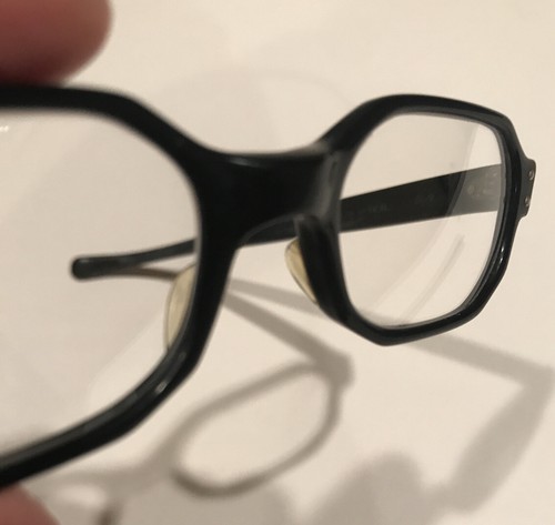 American Optical Vintage Brille achteckig oval schwarz Acetat mit neuen klaren Gläsern - Bild 10 von 11
