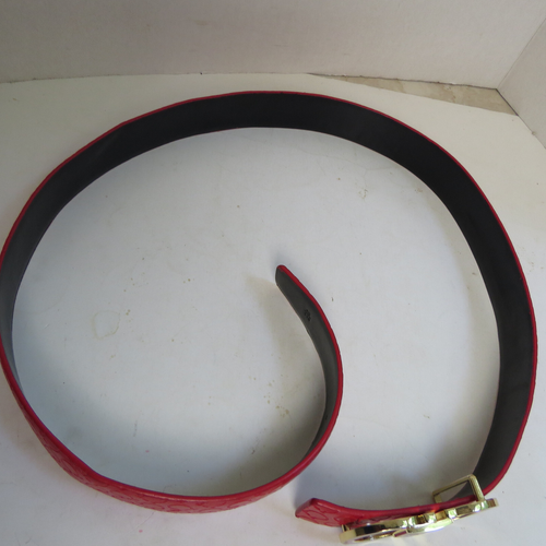Salvatore Ferragamo rot Gancini Gürtel geprägtes Leder breit 40 / 115 mit Etui - Bild 6 von 10