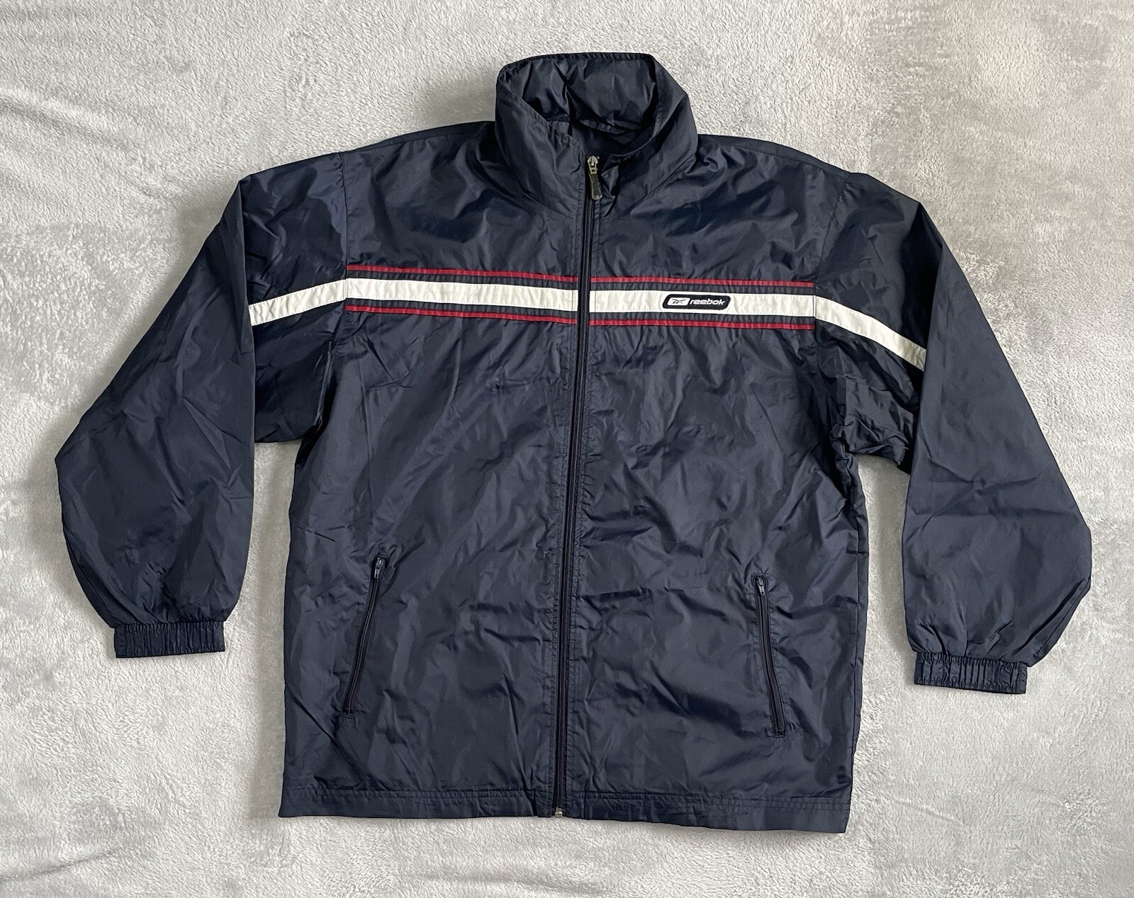 Reebok Track Jacket Mens Y2K Vintage Training Full-Zip Windbreaker Size XL 2xl