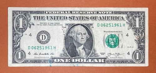 June 25, 1961 (D 06251961 H) Birthday Note $1 One Dollar Bill - Picture 2 of 3