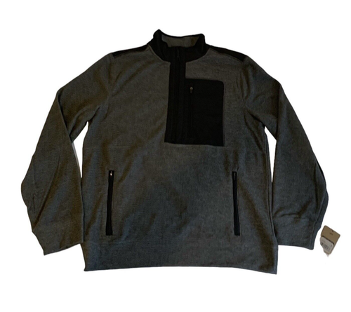 UNIPRO PULLOVER UOMO PILE 3 TASCHE DAVANTI 3/4 ZIP GRIGIO/NERO TAGLIA L TERMICO - Foto 9 di 18