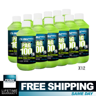 Premium Synthetic A/C Refrigerant Oil PAG 100-8UV Vis 8oz. R134a, Pack of 12