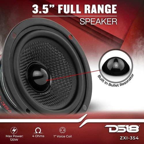 4 altavoces de rango completo DS18 ZXI-354 3,5" 240 vatios 4 ohmios con cono de Kevlar 2 pares - Imagen 3 de 11