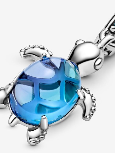 New 100% Genuine Pandora Blue Murano Glass Sea Turtle Dangle Charm 798939C01 - Picture 3 of 8
