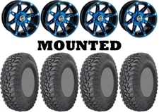 Kit 4 GBC Parallax Tires 31x10-14 on Moose 387X Blue Wheels FXT