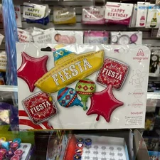 FIESTA party Favor 5CT Foil Mylar Balloon Bouquet