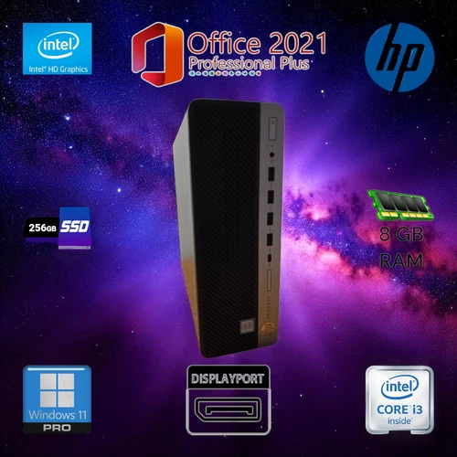 HP ProDesk 600 G3 SFF MS Office Windows 11 Pro, i3-7100 CPU, 256 GB SSD 8 GB RAM