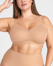 New  69 Honeylove CrossOver Wireless Bra Sand Sz 36D/DD