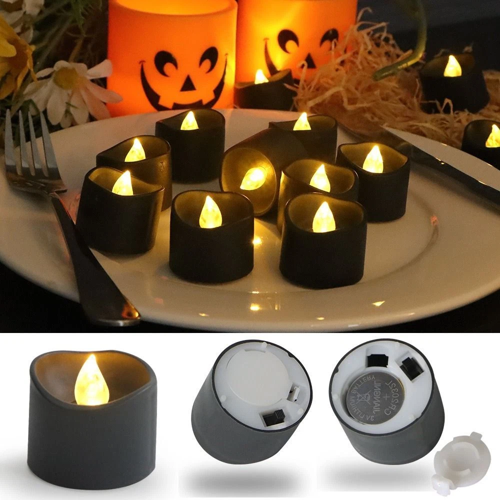 12Pcs Plastic LED Black Candle Light Home Decoration eBay