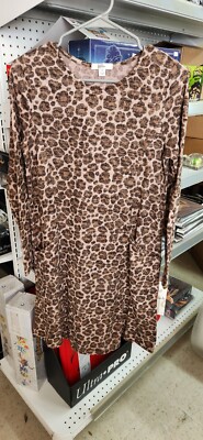 Isela Womens Super Comfy Casual Dress Front Pockets Leopard Animal Print Small