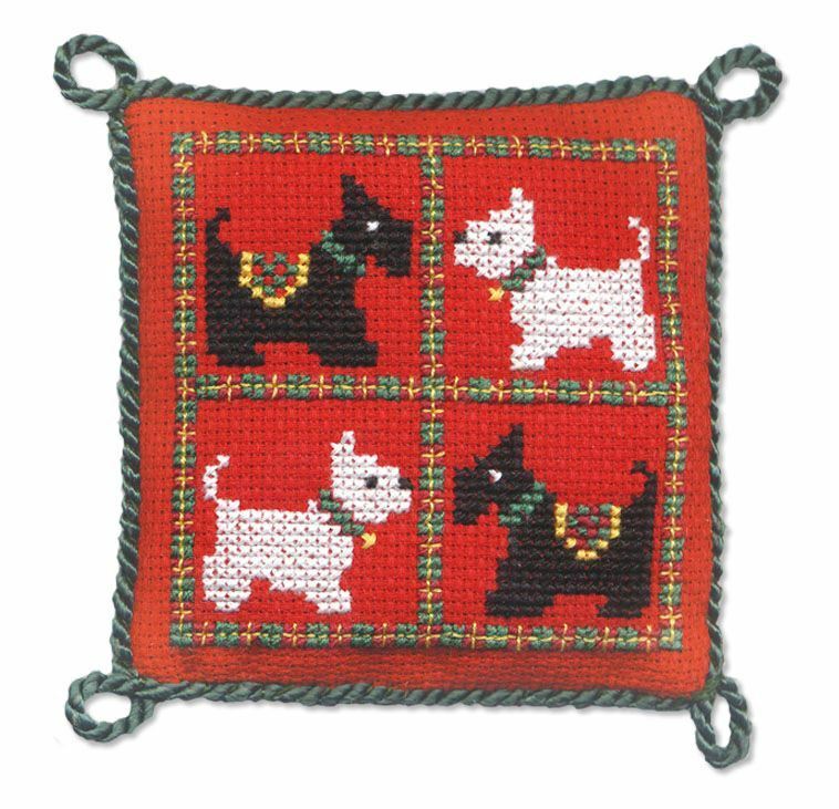 Scotties & Westies Pincushion Cross Stitch Kit (Textile Heritage)