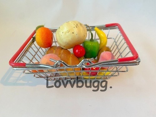 Cesta de compras de metal con alimentos para muñeca American Girl de 18" accesorio ENVÍO GRATUITO AGREGA - Imagen 2 de 12
