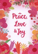 Designer Greetings Flower Border Peace Love & Joy Easter Card