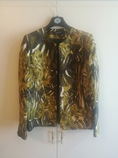Women's Kasper Tropical Floral Jacket 100% Silk Blazer Size 12 Open Smart Casual