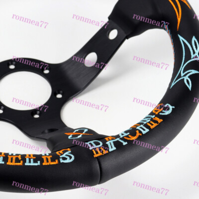 Embroidery 330mm Custom Vertx Leather 3'' Deep Dish Steering Wheel For OMP MOMO