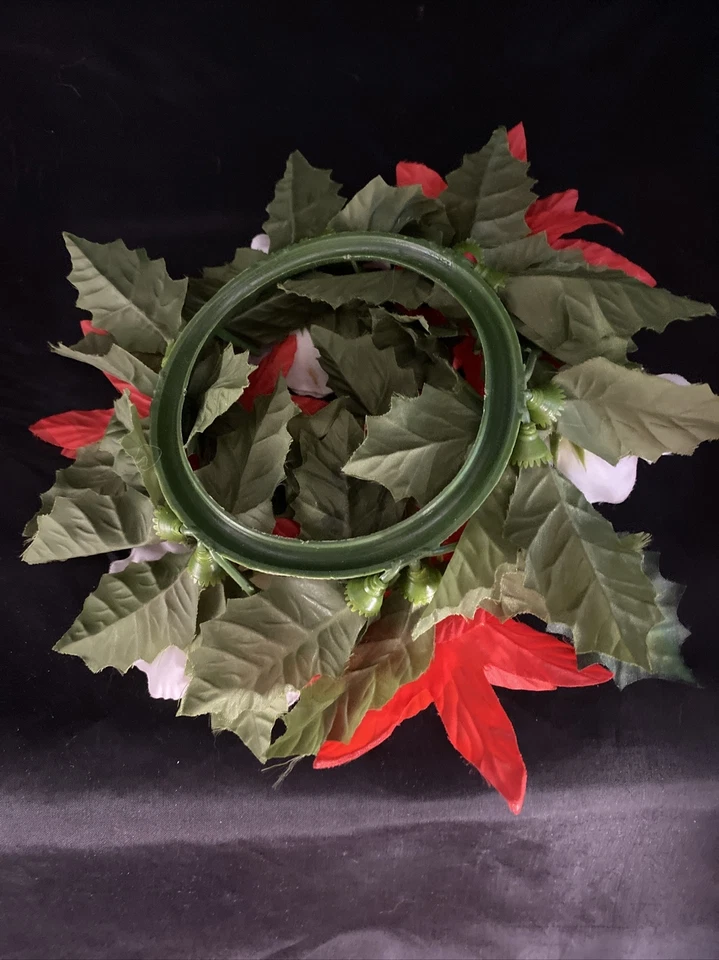 Lote De Colección De 2 Anillos De Velas Otoño/Navidad Tela Florenca-Manzanas De Plástico Foto 3 de 4