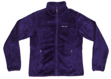 NWOT Marmot Fleece Spell Out Zip Womens Purple Full Zip Coat Jacket M
